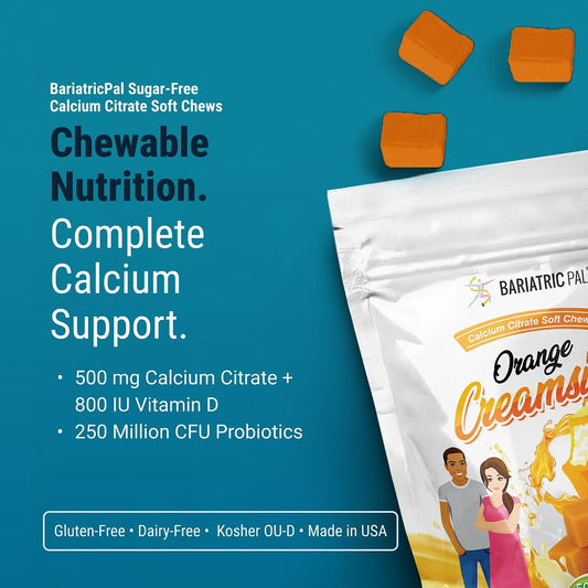 Calcium citrate 500mg per chew aids absorption after bariatric surgery with vitamin D.