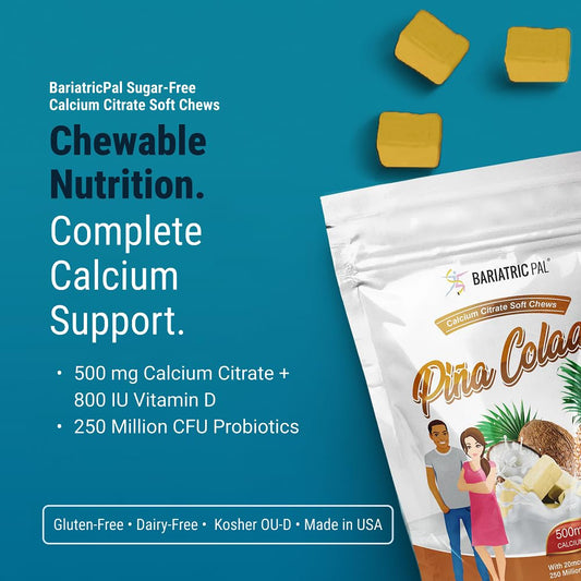 BariatricPal calcium citrate chews 500mg pack front supports post-surgery calcium intake.