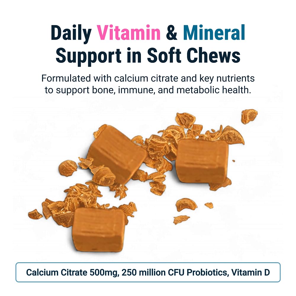 Probiotic-enhanced chews promote digestive health with calcium and vitamin D.