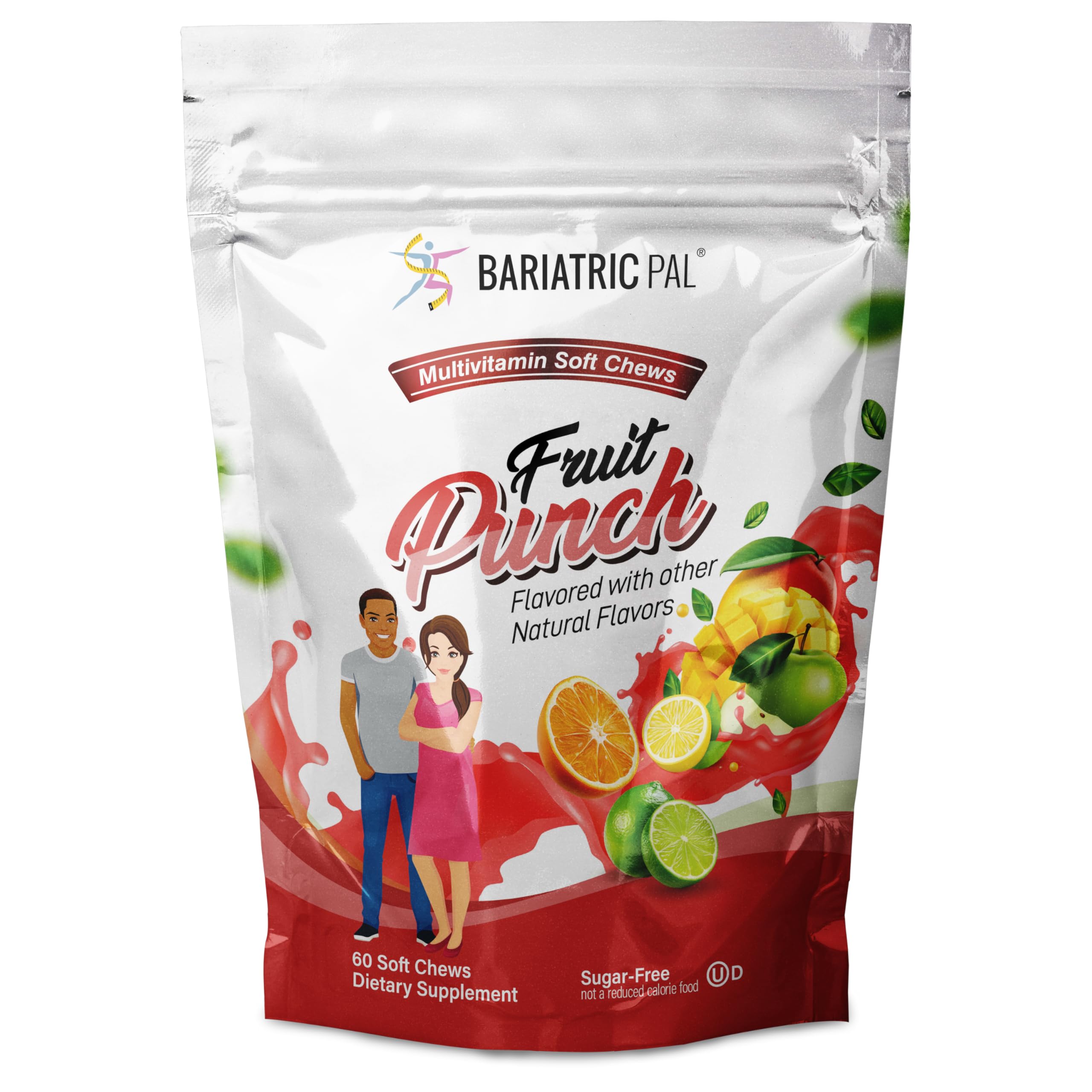 BariatricPal Iron-Free Soft Chew Fruit Punch bottle—portable daily vitamins.
