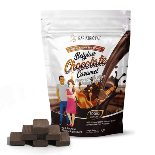 BariatricPal Sugar-Free Calcium Citrate Soft Chews bottle front for convenient daily calcium support.