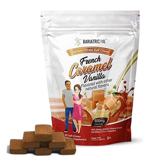BariatricPal sugar-free calcium citrate soft chews bottle for convenient daily supplementation after bariatric surgery.