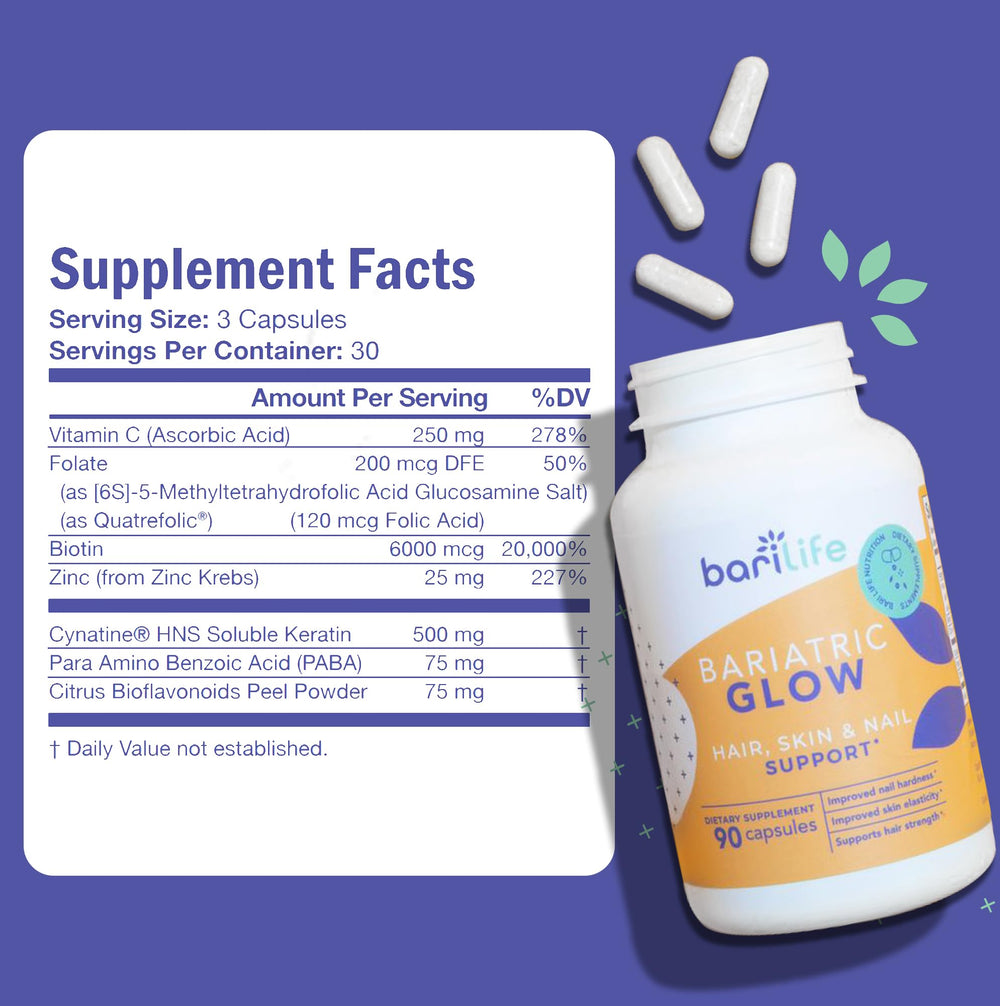 Bari Life hair thickness capsules close-up suggests thicker, healthier-looking hair.