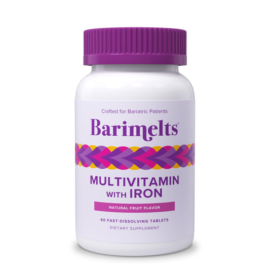 Barimelts bariatric multivitamin packaging front signaling post-surgery support