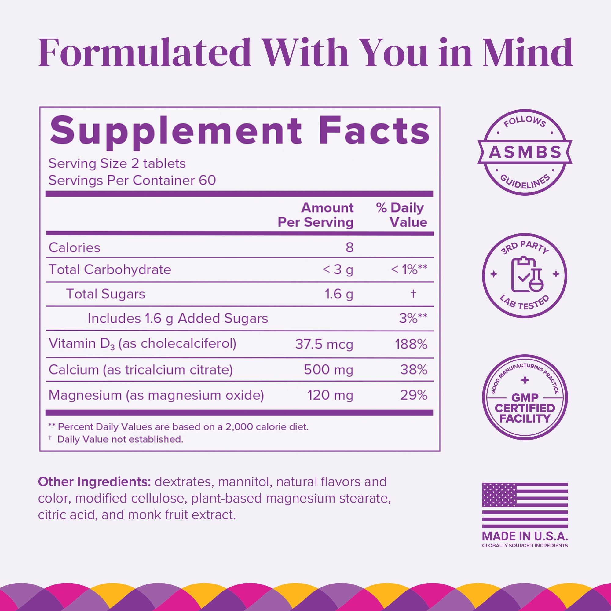 Barimelts calcium citrate tablets melt close-up showing smooth texture.