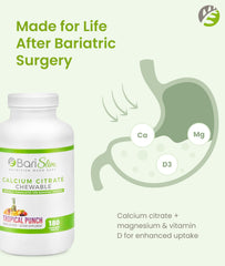 Barislim bottle with nutrition facts aids informed post-surgery supplementation.