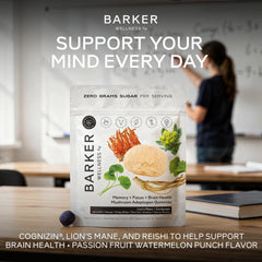 Pouring Barker Wellness Gummies highlights easy daily intake