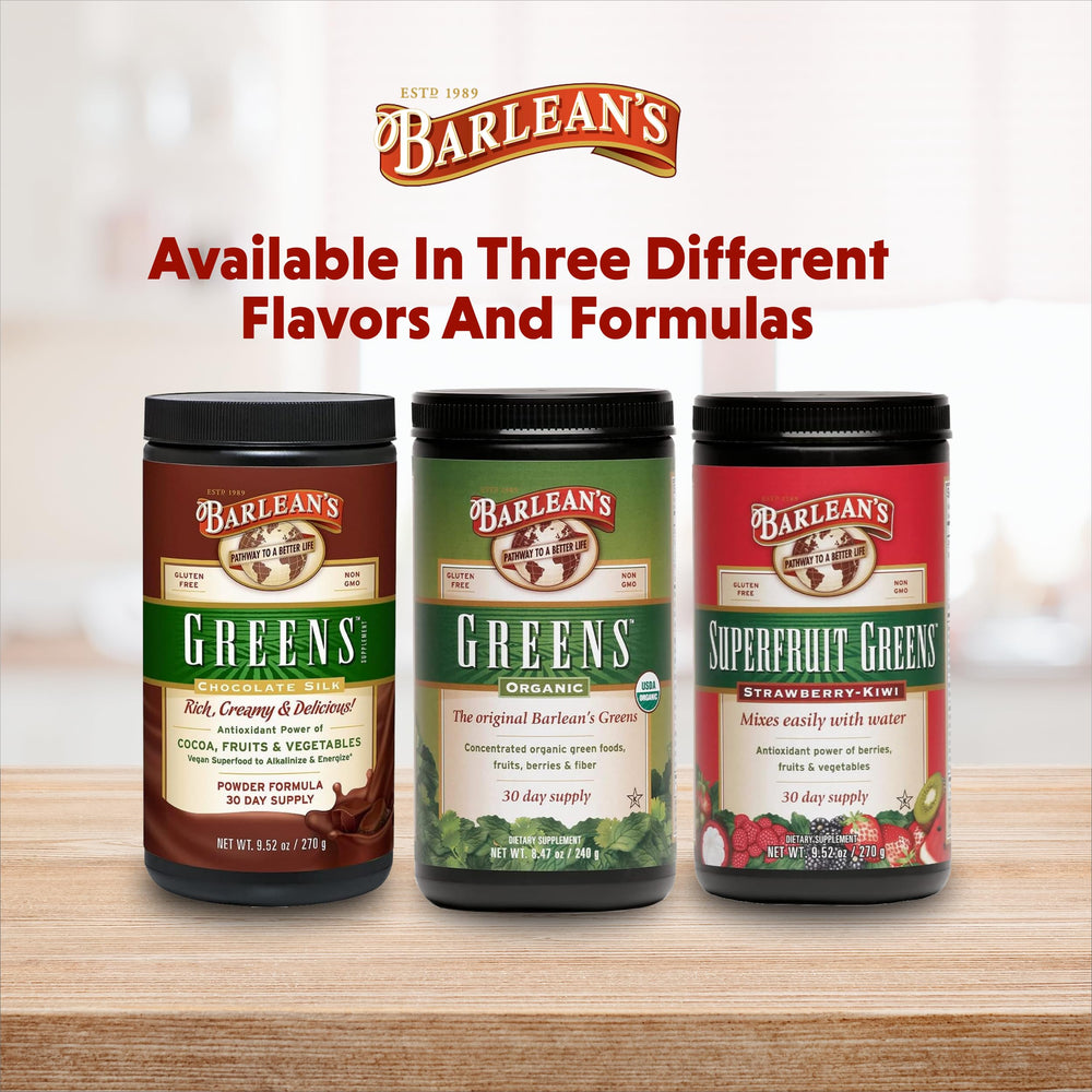Barlean's Chocolate Greens is a family-friendly option for morning smoothies.