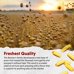 Barlean's cold-pressed flax seed oil emphasizes purity and freshness