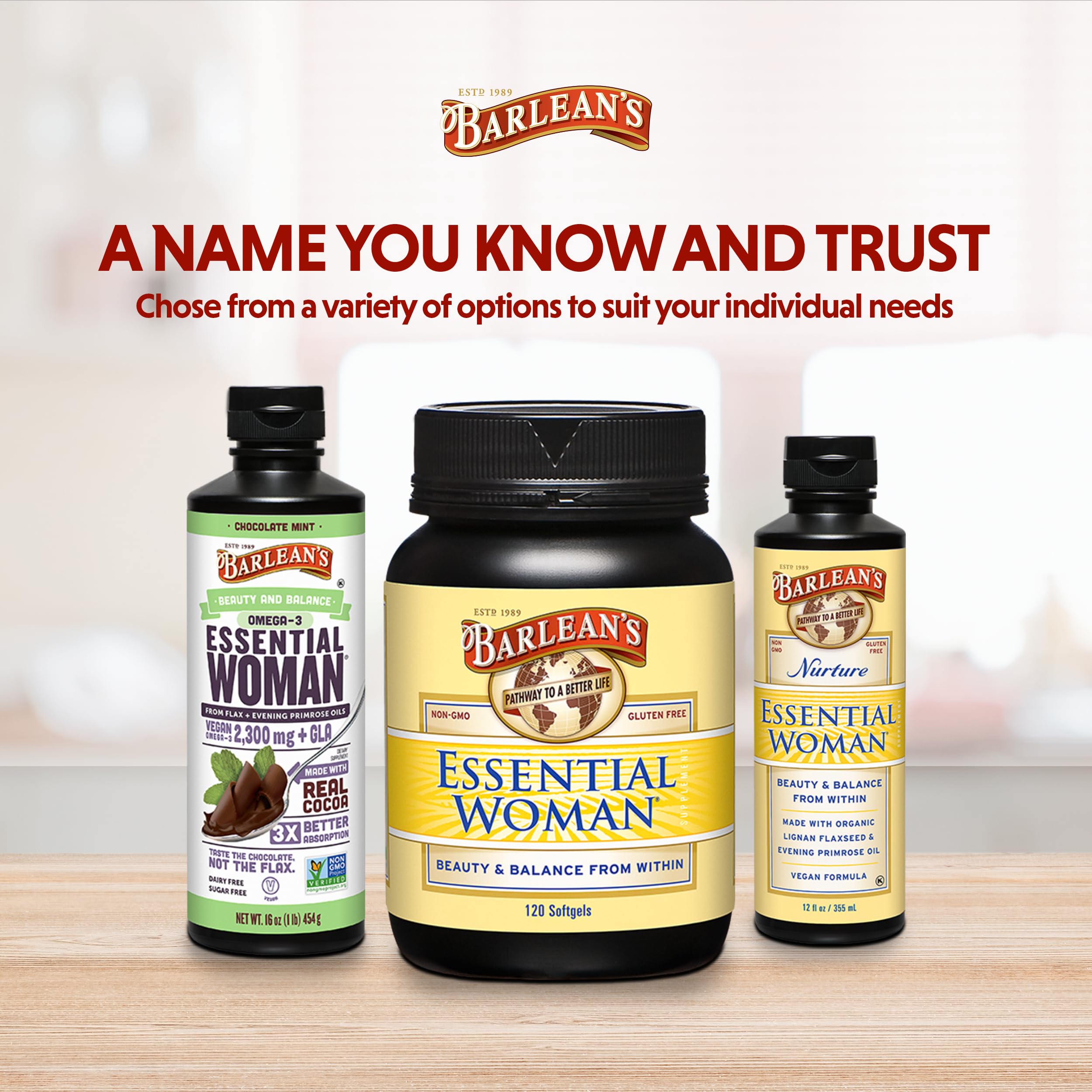 Barlean's Essential Woman with yogurt to mix into meals.