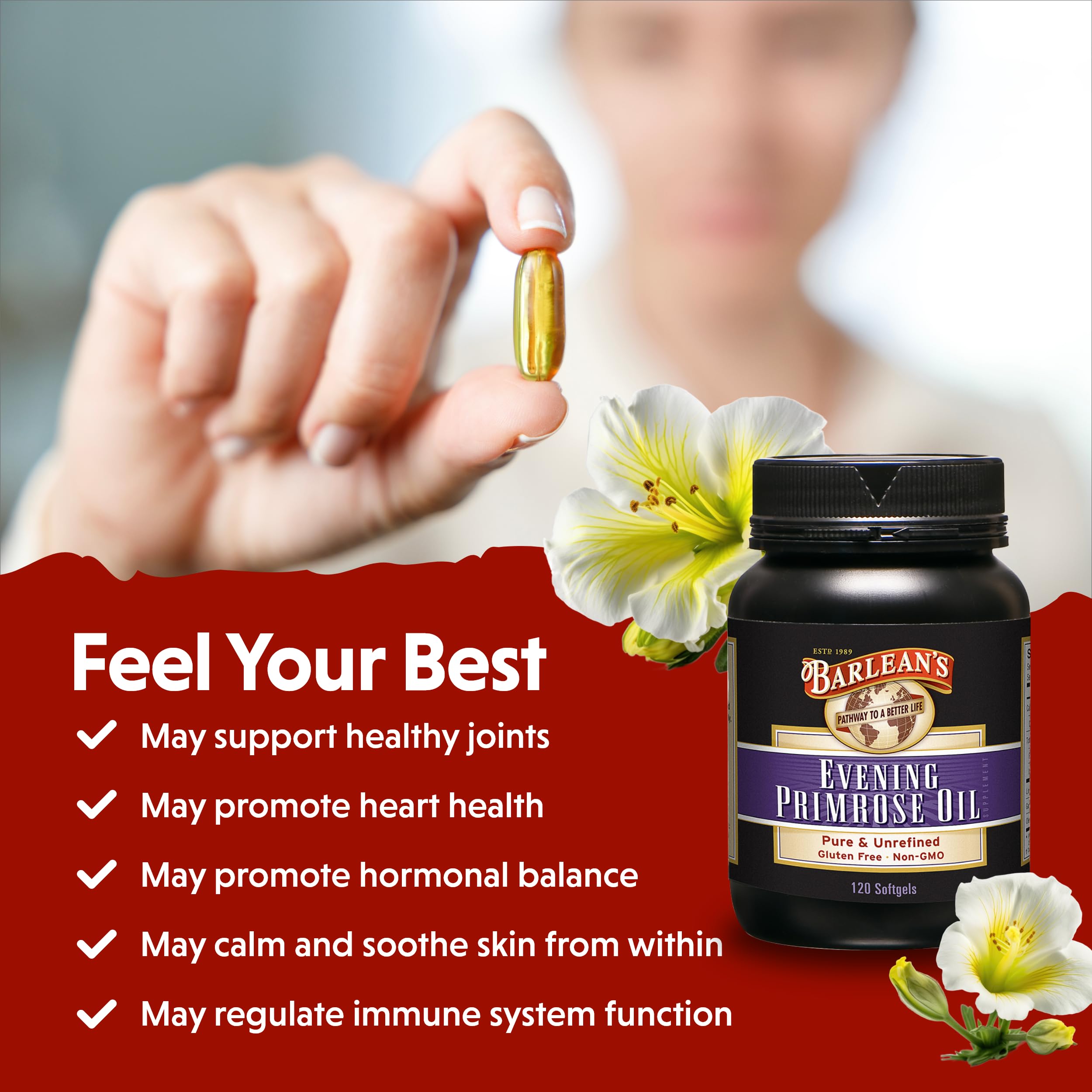 Lab-tested seal on Barlean's bottle—quality you can trust.
