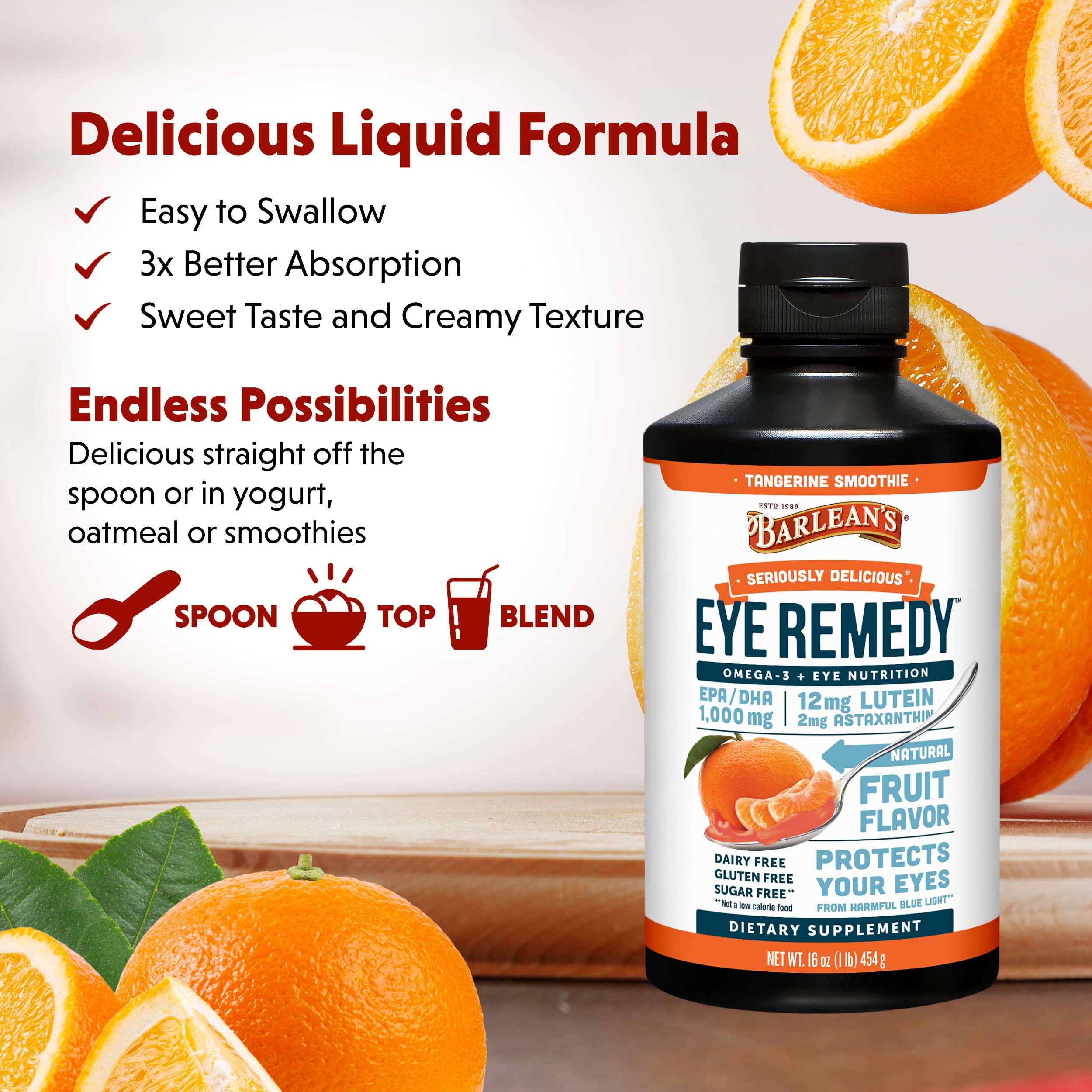 Barlean's Eye Remedy pour into glass to enjoy smooth taste