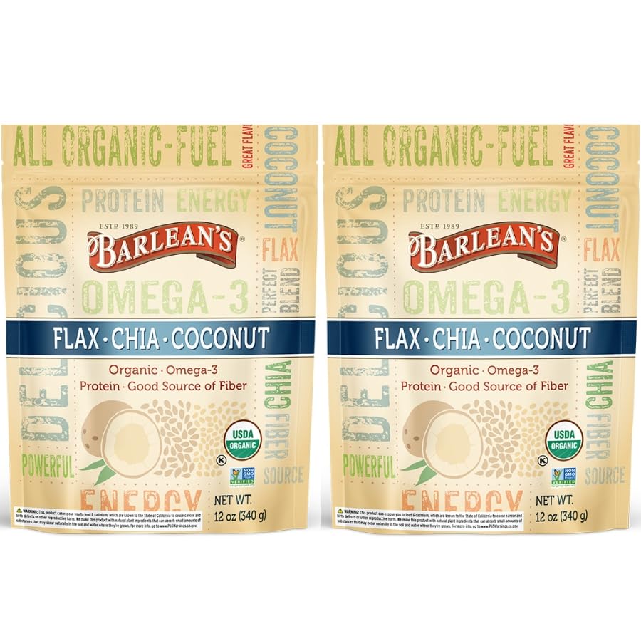 Barlean's flax chia coconut seed blend pack offers a nutrient-dense omega-3 and fiber boost.