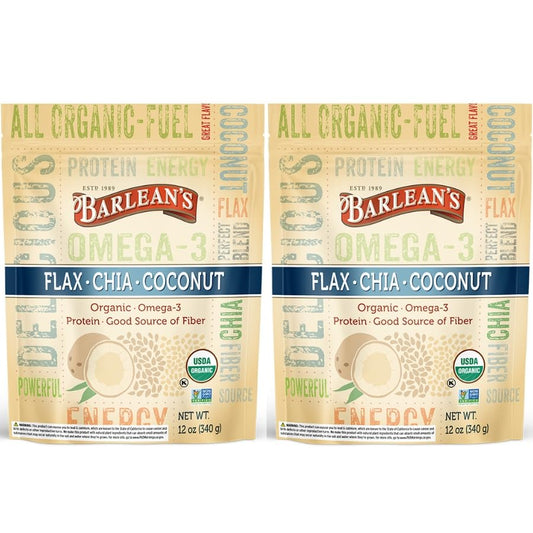 Barlean's flax chia coconut seed blend pack offers a nutrient-dense omega-3 and fiber boost.