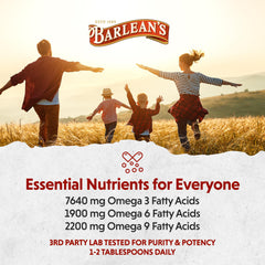 Barlean's flaxseed oil on a spoon, ready to enjoy.
