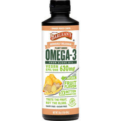 Barlean's Ginger Peach Omega-3 bottle, may support heart and brain wellness.