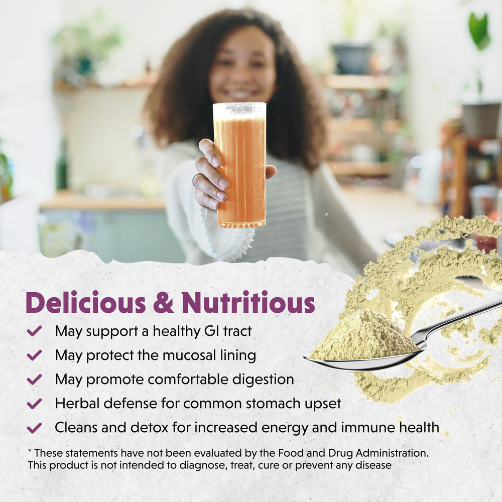 Close-up of Barlean's Intestinal Repair label highlighting ingredients and benefits.