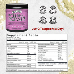 Barlean's Intestinal Repair powder scoop showing easy daily dosing.