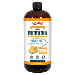 Barlean's tropical liquid multivitamin bottle ready to add to smoothies for daily energy.