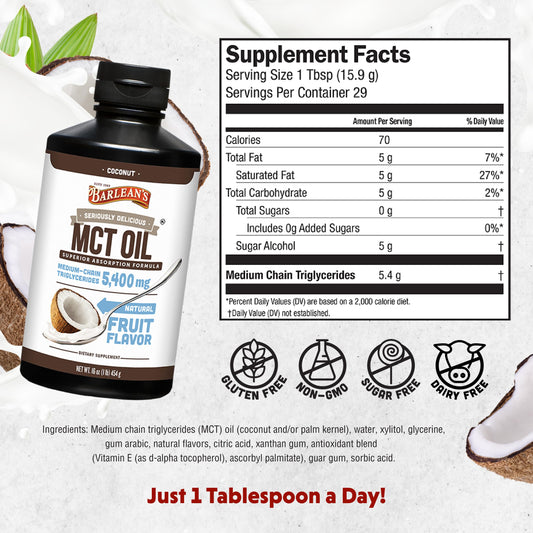 Barlean's MCT oil emulsified creamy liquid in a beverage