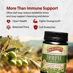 Barlean's Olive Leaf Complex cap closeup highlighting freshness.