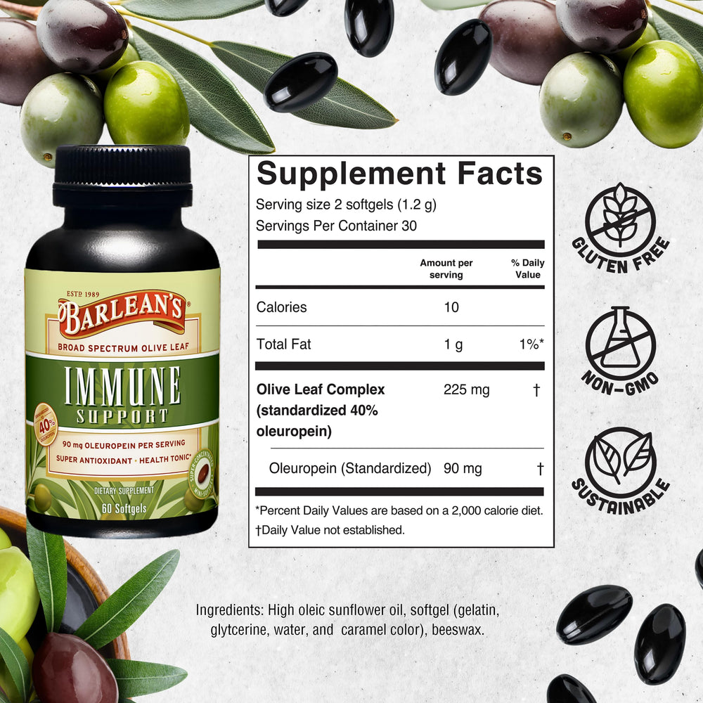 Barlean's Olive Leaf Complex on a shelf indicating premium option