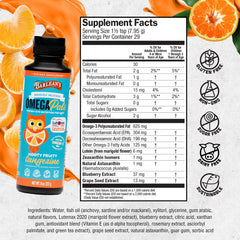Closeup of Barlean's Omega-3 Kids Liquid creamy emulsion texture