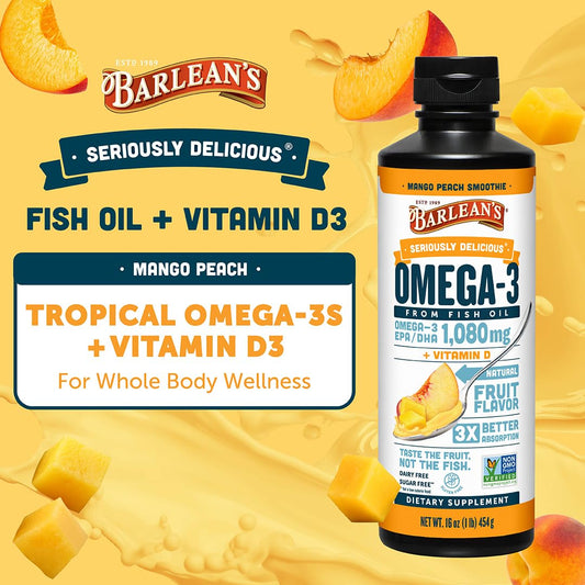 Creamy texture of Barlean's Omega 3 liquid on a spoon.