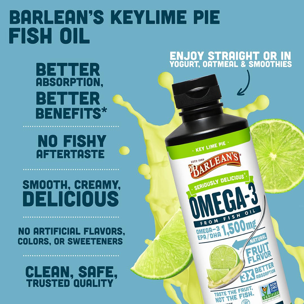 Barlean's Omega-3 liquid being drizzled over yogurt for enhanced nutrition