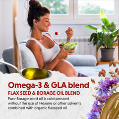Barlean's Omega Twin lid close-up emphasizing freshness and quality