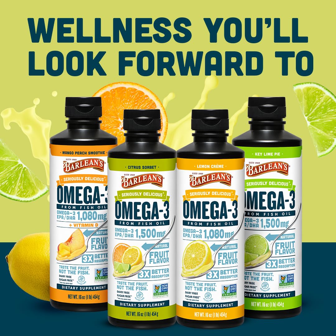 Barlean's Omega 3 liquid USA-made badge highlights trusted quality.