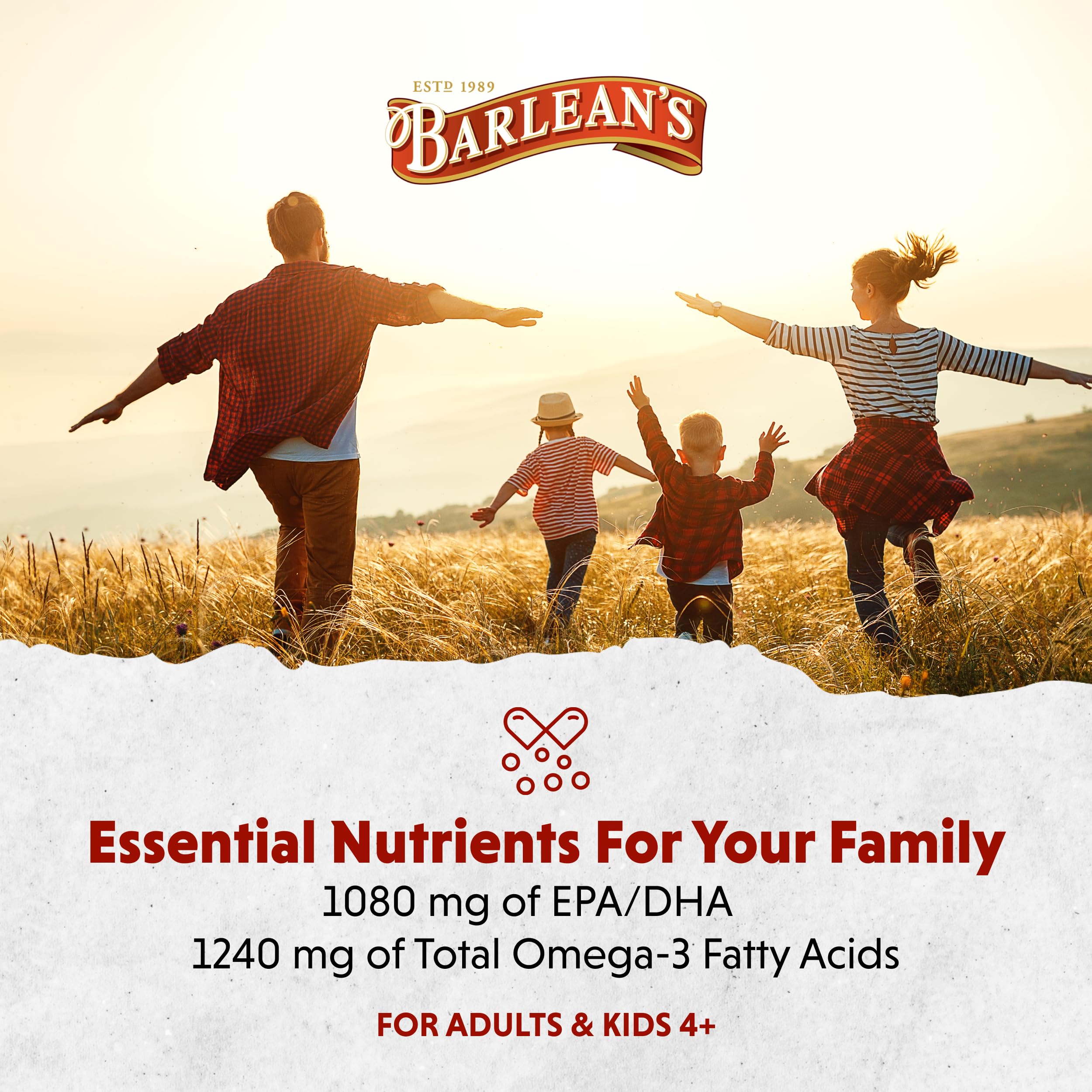 USA-made Barlean's omega-3 bottle emphasizes trusted quality