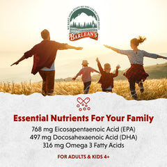 Barlean's orange-flavor softgels on a table illustrating easy daily intake