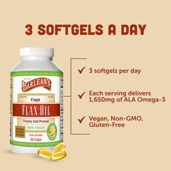 Barlean's flaxseed oil softgels travel pack fits in a backpack for easy wellness.