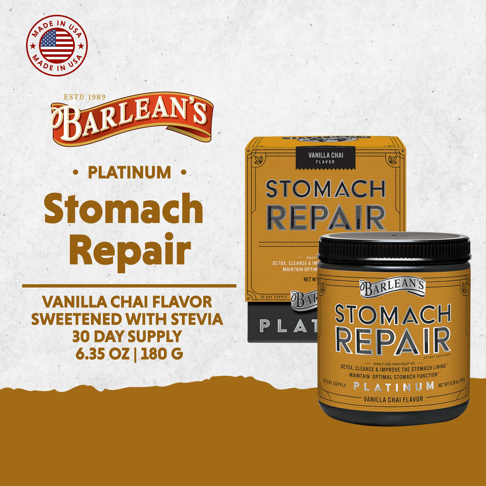 Barlean's Stomach Repair scoop for easy daily dosing.