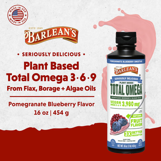 Barlean's omega-3-6-9 pour demonstrates quick, spoon-friendly daily use.