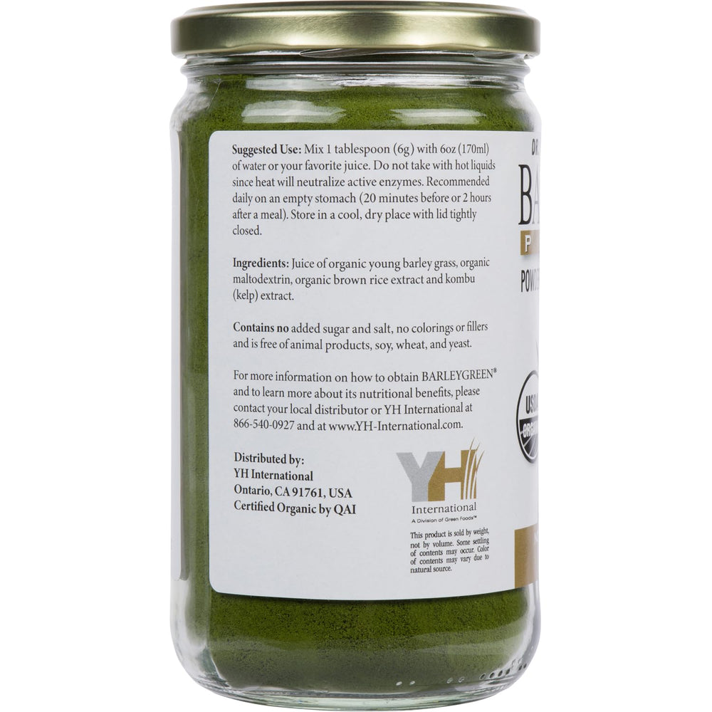 BARLEYGREEN barley grass powder bag close-up showing natural ingredients