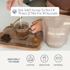 Chocolate Barre Definition collagen powder stirred into a glass