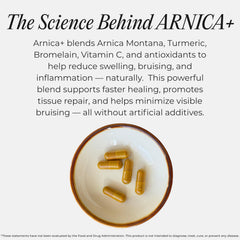 Barrett Recovery Arnica+ capsule close-up highlights key ingredients.