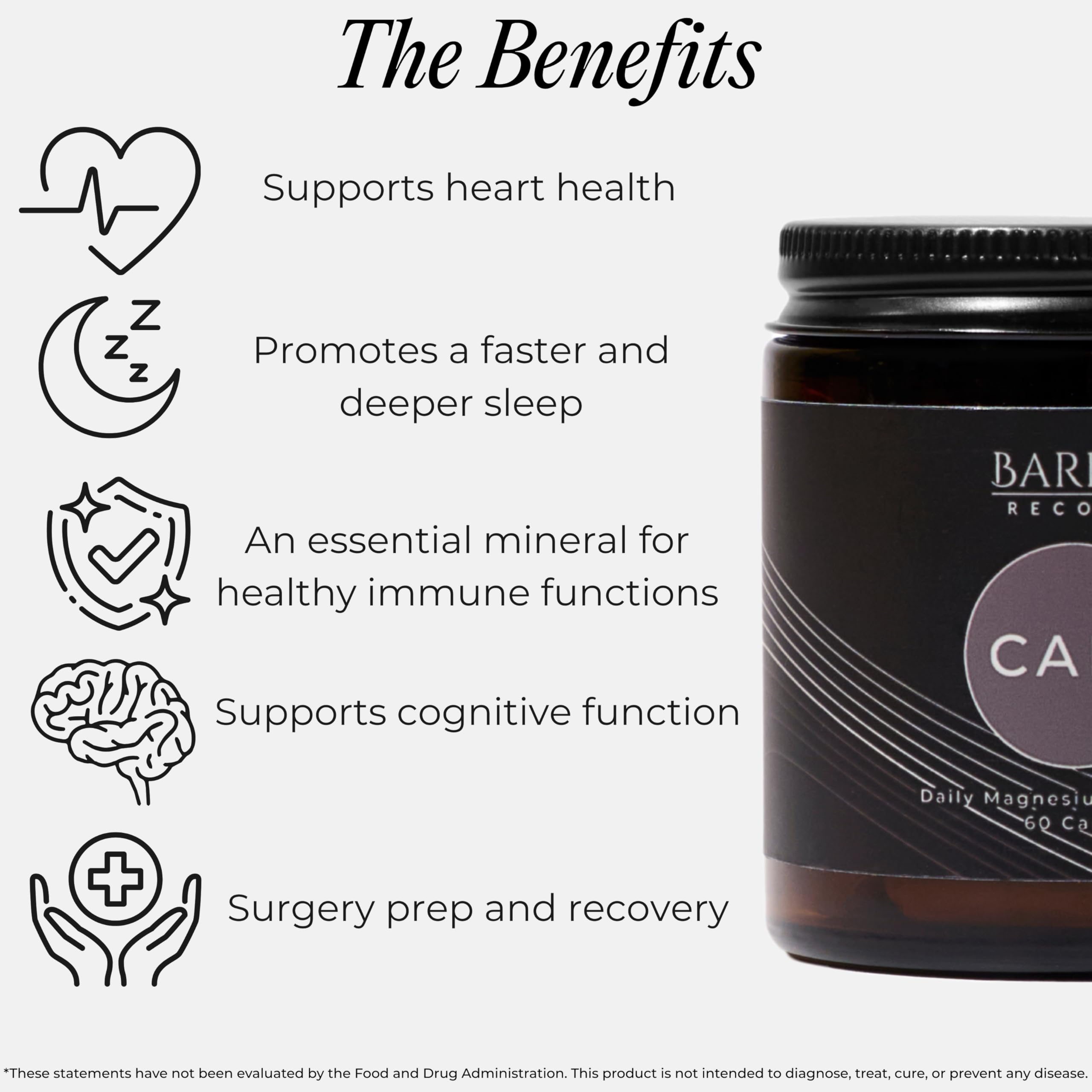 Barrett Recovery CALMg in a bedroom scene promoting evening relaxation.