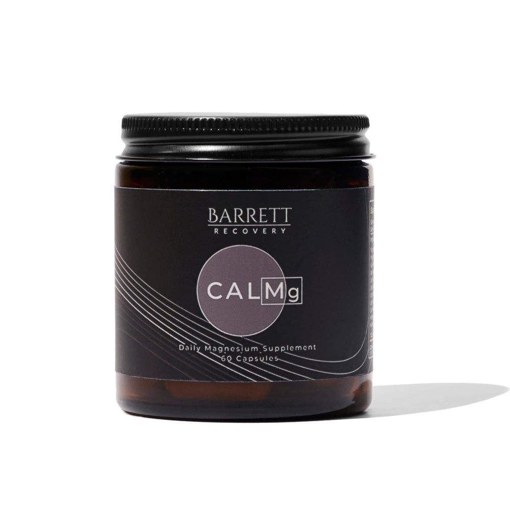 Barrett Recovery CALMg bottle front for restful sleep support.