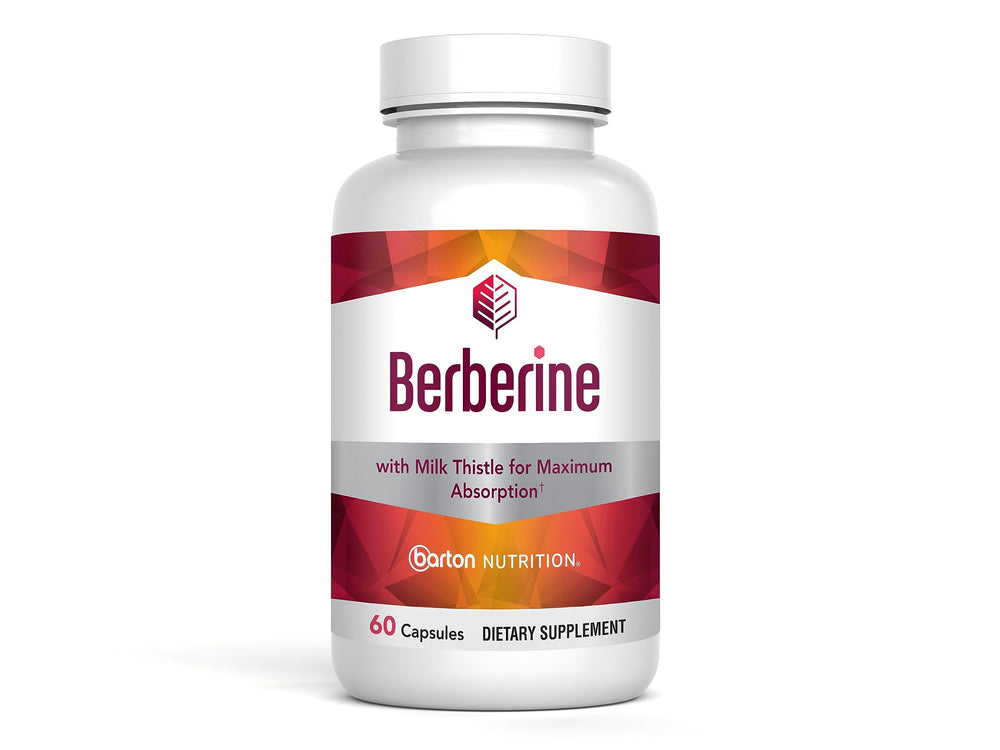 Barton Nutrition Berberine 800mg bottle for steady energy after meals.