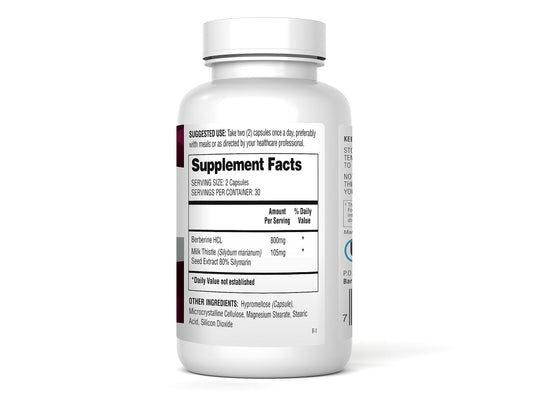 Barton Nutrition Berberine 800mg capsules supporting healthy carb response.