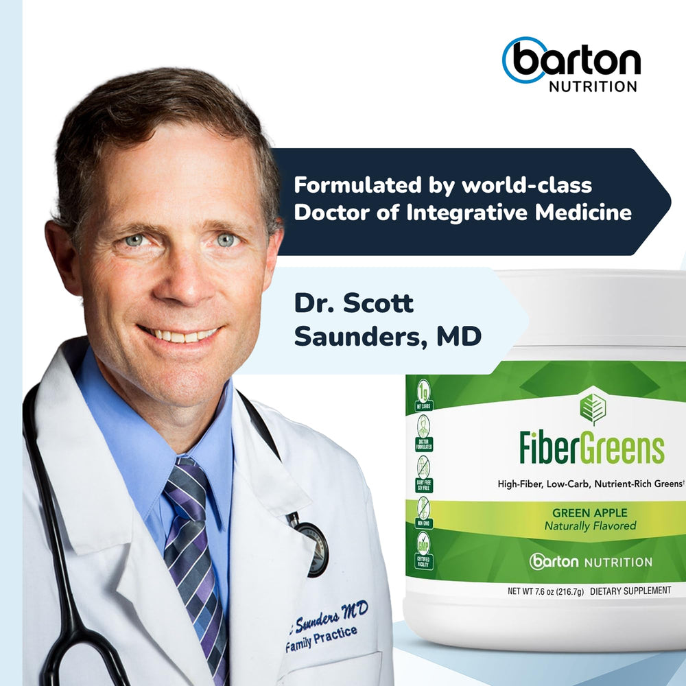 Barton Nutrition Soluble Fiber Greens Powder blend in shake bottle