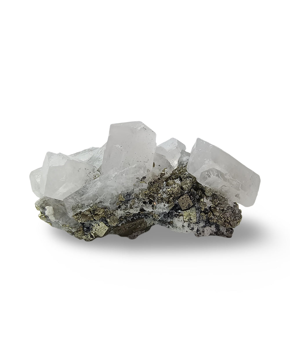Bartra Peruvian Calcite cluster with pyrite and quartz, ideal for display