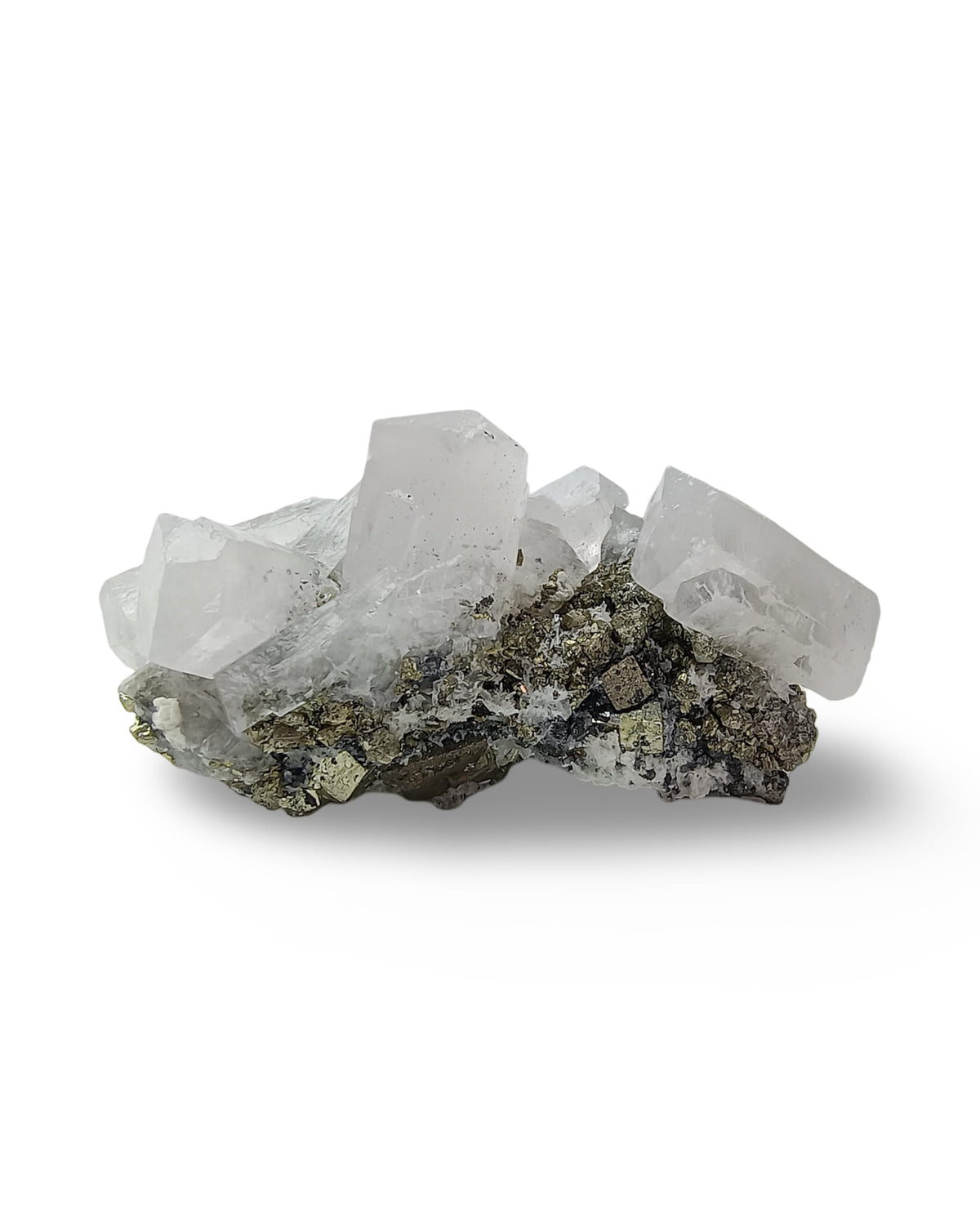 Bartra Peruvian Calcite cluster with pyrite and quartz, ideal for display