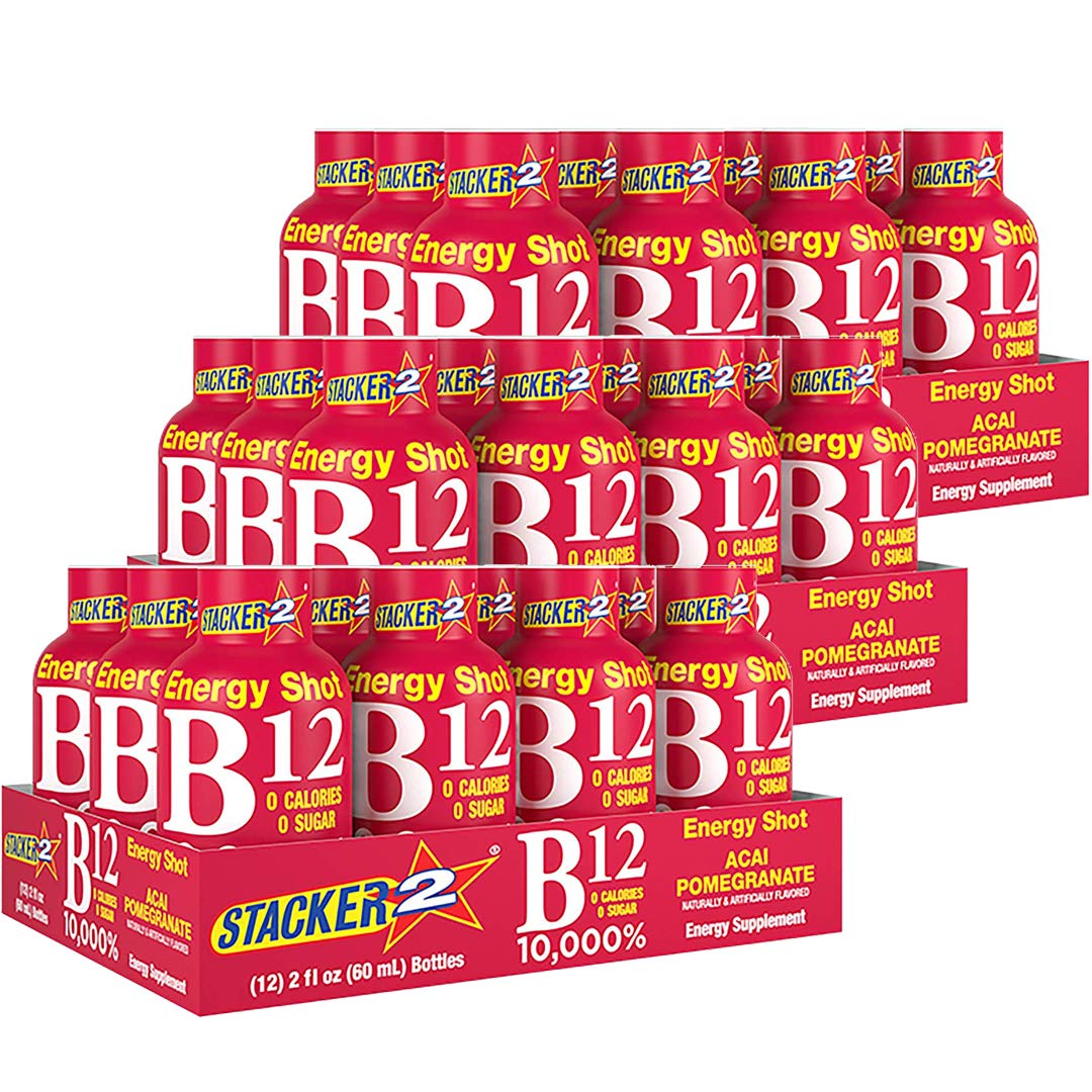 Based Box Stacker 2 vitamin B complex acai pomegranate shot boosts energy and focus.