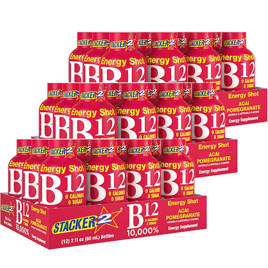 Based Box Stacker 2 vitamin B complex acai pomegranate shot boosts energy and focus.