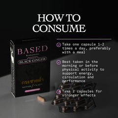 Based Supplements Black Ginger label highlights purity and purification process.