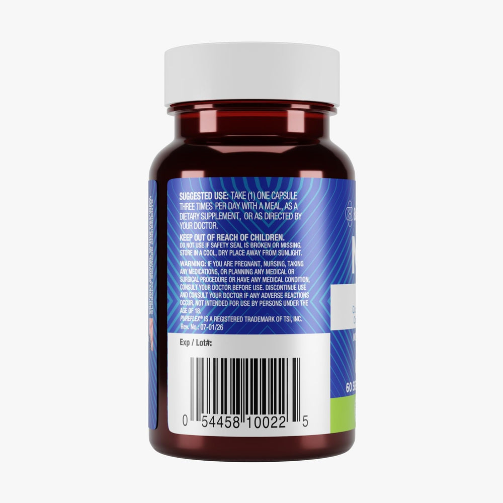Basic Brands Move Pureflex capsules close-up shows capsule texture for easy swallowing.